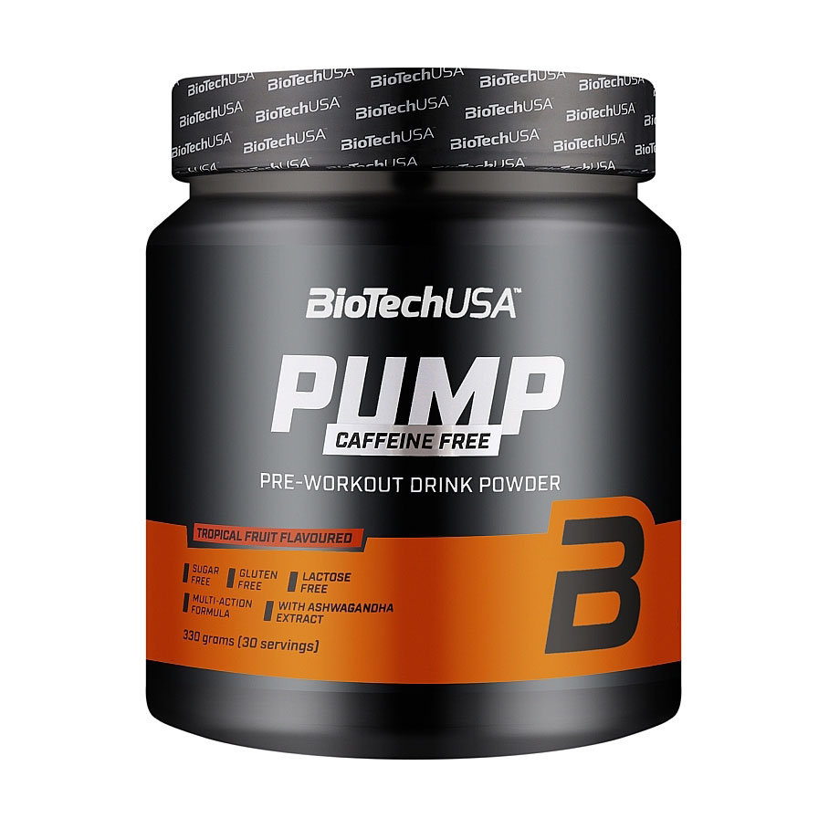 Передтренувальний комплекс BioTechUSA Pump Caffeine Free Тропічні фрукти, в порошку, 330 г
